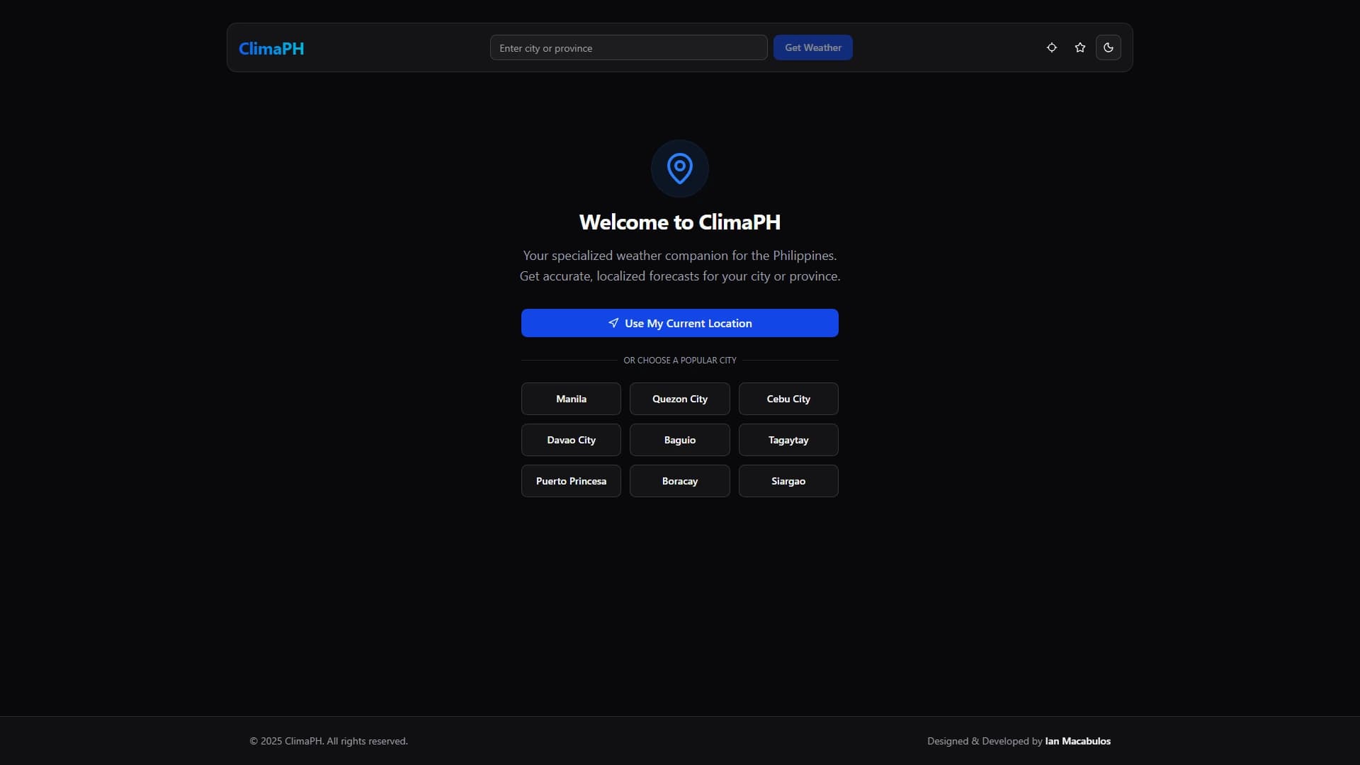 ClimaPH Weather App Dashboard for the Philippines showing real-time forecasts and lifestyle guides